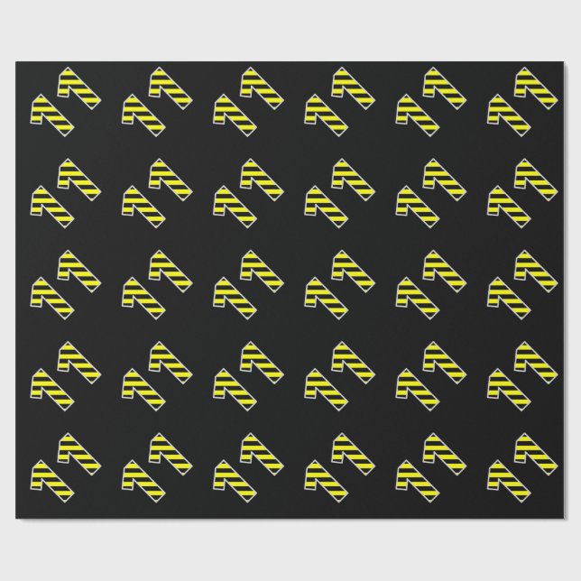 Bold, Black & Yellow Stripes 11 Event # (Geburtsta Geschenkpapier (Flach)