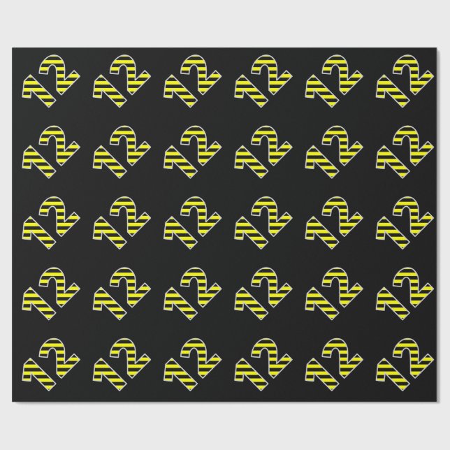 Bold, Black & Yellow Stripes 12 Event # (Geburtsta Geschenkpapier (Flach)