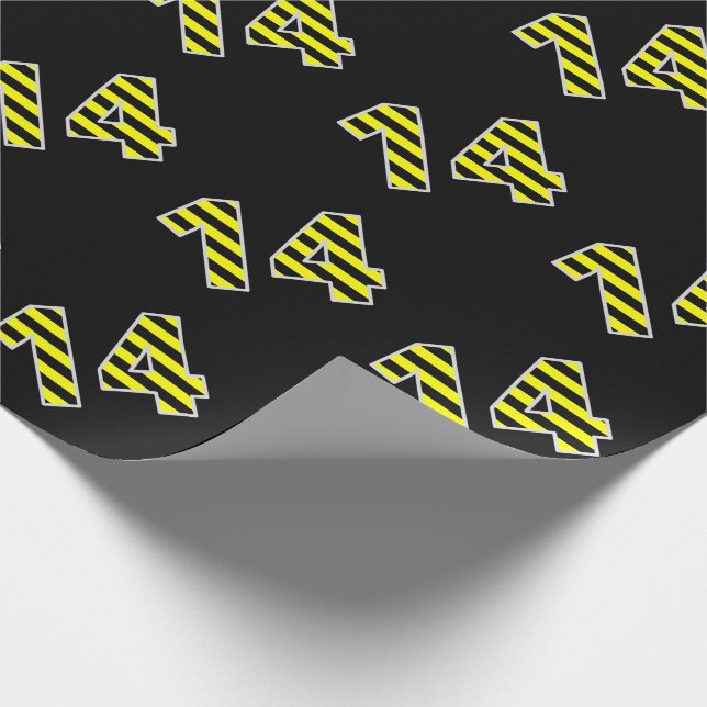 Bold, Black & Yellow Stripes 14 Event # (Geburtsta Geschenkpapier (Ecke)