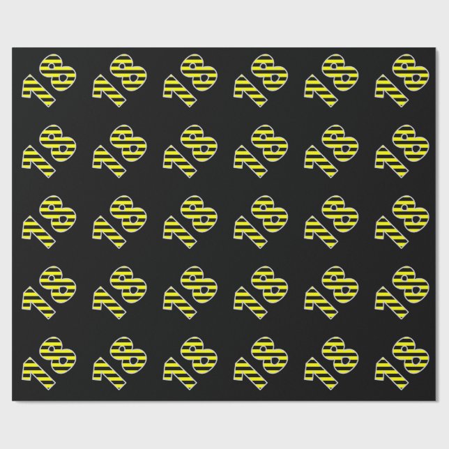 Bold, Black & Yellow Stripes 18 Event # (Geburtsta Geschenkpapier (Flach)