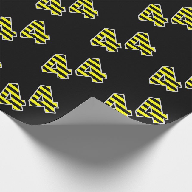 Bold, Black & Yellow Stripes 44 Event # (Geburtsta Geschenkpapier (Ecke)