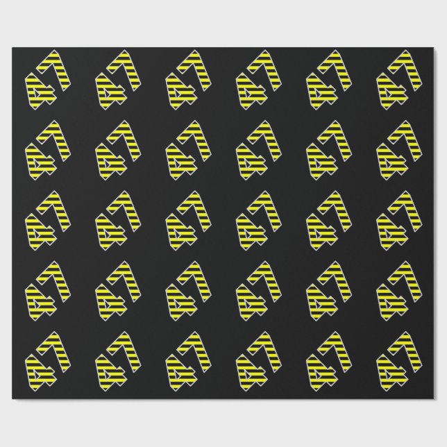 Bold, Black & Yellow Stripes 47 Event # (Geburtsta Geschenkpapier (Flach)