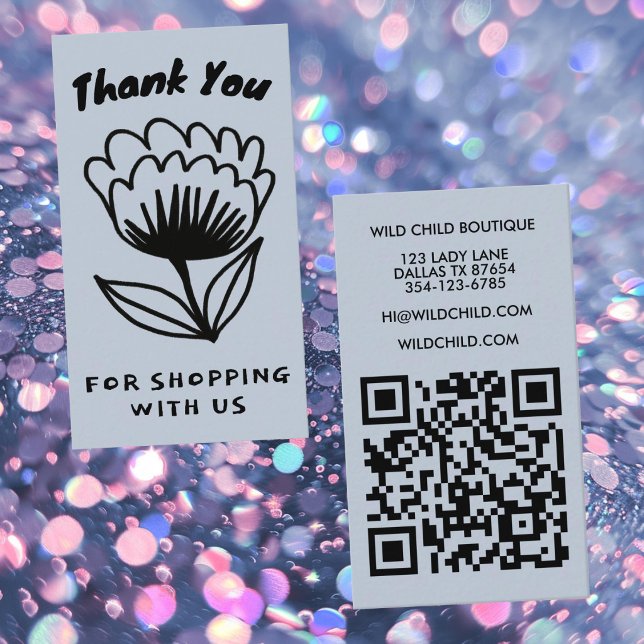 BOLD BLOOM BESTELLUNG DANKEN Minimaler QR-Code Visitenkarte (BOLD BLOOM ORDER THANK YOU Minimal Floral QR code Business Card
)