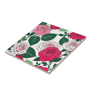 Bold Bloom Harmony - Zeitgenössische rote und rosa Fliese