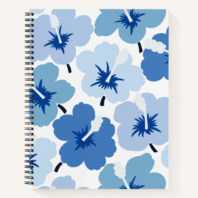 Bold Blooms Scribbles Blue Notizbuch (Vorderseite)