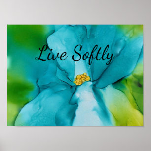 Bold Blue Abstrakt Blume Typografy Poster