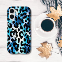 Bold Blue Black Leopard Cheetah Animal Print