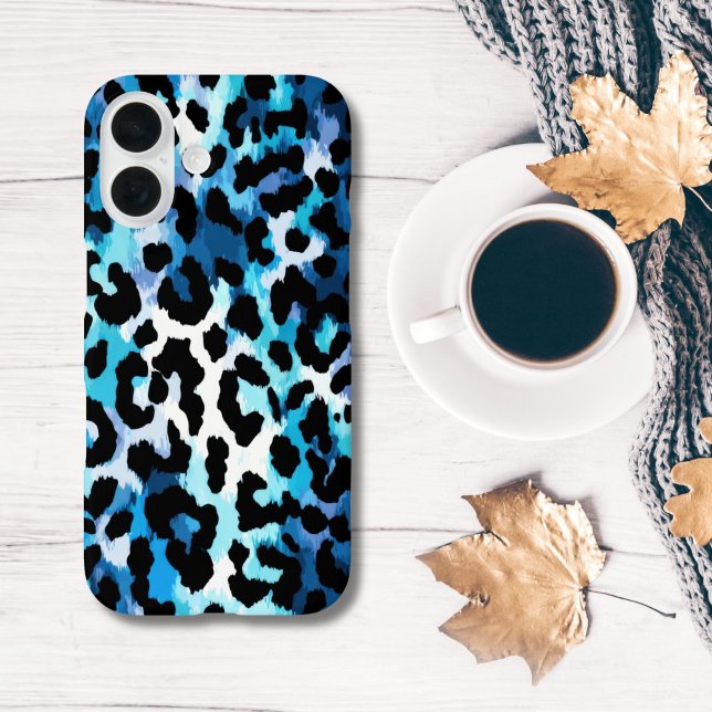 Bold Blue Black Leopard Cheetah Animal Print Case-Mate iPhone Hülle (Blue Black Leopard Cheetah Animal Print iPhone Case )