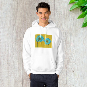 Bold Blue Daisy Art auf Mustard Yellow Background Hoodie