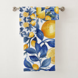 Bold Blue Italy Positano Lemon Badhandtuch Set