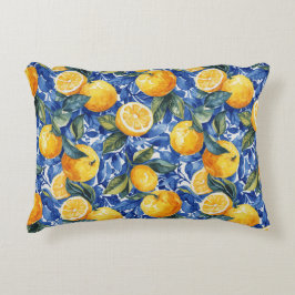 Bold Blue Italy Positano Lemon Dekokissen