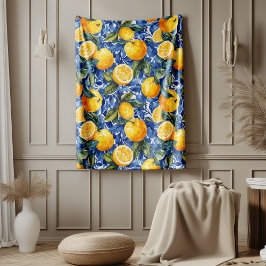 Bold Blue Italy Positano Lemon Fleecedecke