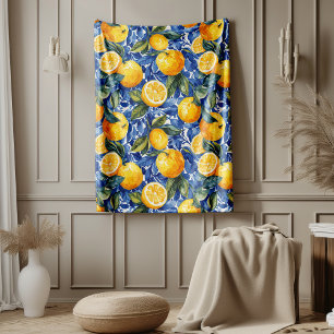 Bold Blue Italy Positano Lemon Fleecedecke