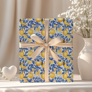 Bold Blue Italy Positano Lemon Geschenkpapier