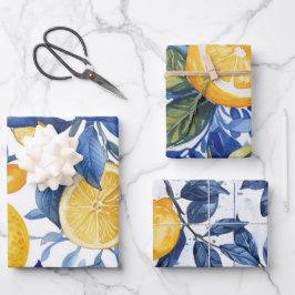 Bold Blue Italy Positano Lemon Geschenkpapier Set