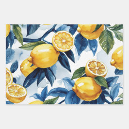 Bold Blue Italy Positano Lemon Geschenkpapier Set