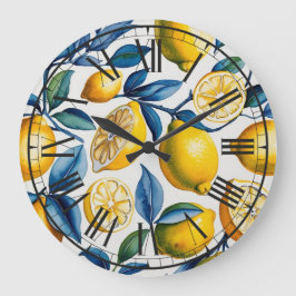 Bold Blue Italy Positano Lemon Große Wanduhr