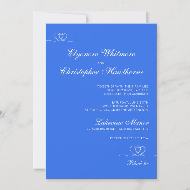 Bold Blue Modern Chic Mix and Match Wedding Einladung (Vorderseite)