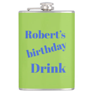 Bold Blue on Lime Green Geburtstagsparty Flachmann