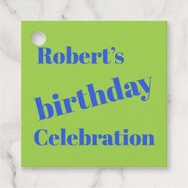 Bold Blue on Lime Green Geburtstagsparty Geschenkanhänger