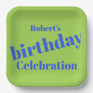 Bold Blue on Lime Green Geburtstagsparty Pappteller