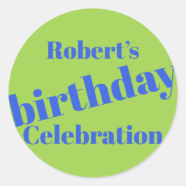 Bold Blue on Lime Green Geburtstagsparty Runder Aufkleber