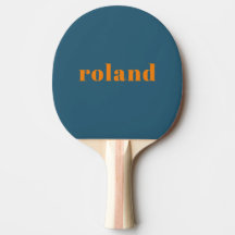 Bold Blue Orange Name Ping Pong Paddle