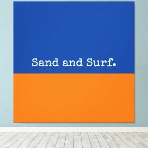 Bold Blue Orange Seashore Minimalistisch Abstrakt Leinwanddruck