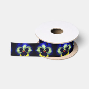Bold Blue Pansy Blume Satinband