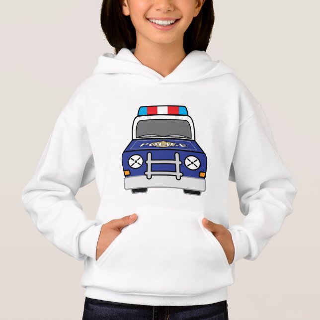 Bold Blue Police Patrol Car Hoodie (Vorderseite)