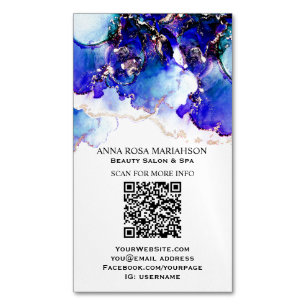 *~* BOLD Blue QR CODE Yummy Gold Gilded AP29 Magnetische Visitenkarte
