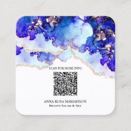 *~* BOLD Blue QR CODE Yummy Gold Gilded AP29 Quadratische Visitenkarte