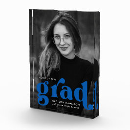 Bold Blue Typografy Abschluss Fotoblock