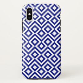 Bold Blue und White Geometric Meander iPhone X Hülle