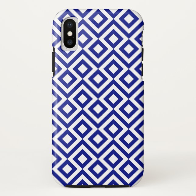 Bold Blue und White Geometric Meander Case-Mate iPhone Hülle (Rückseite)