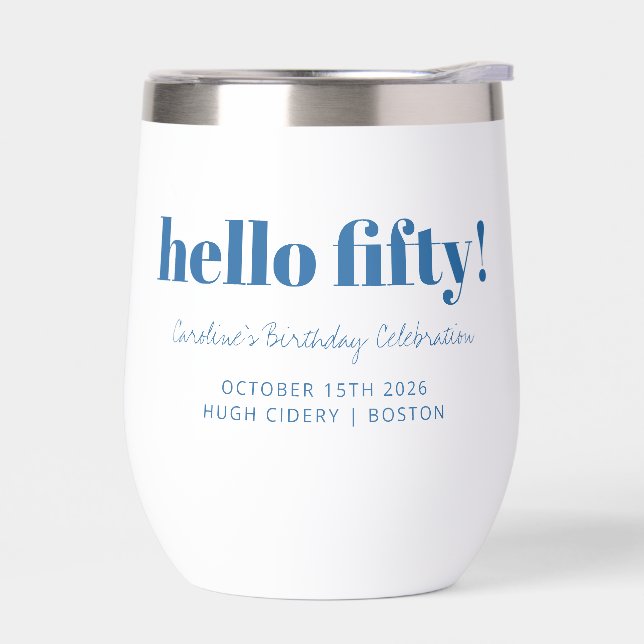 Bold Blue White Modern 50th Birthday Custom  (Links)