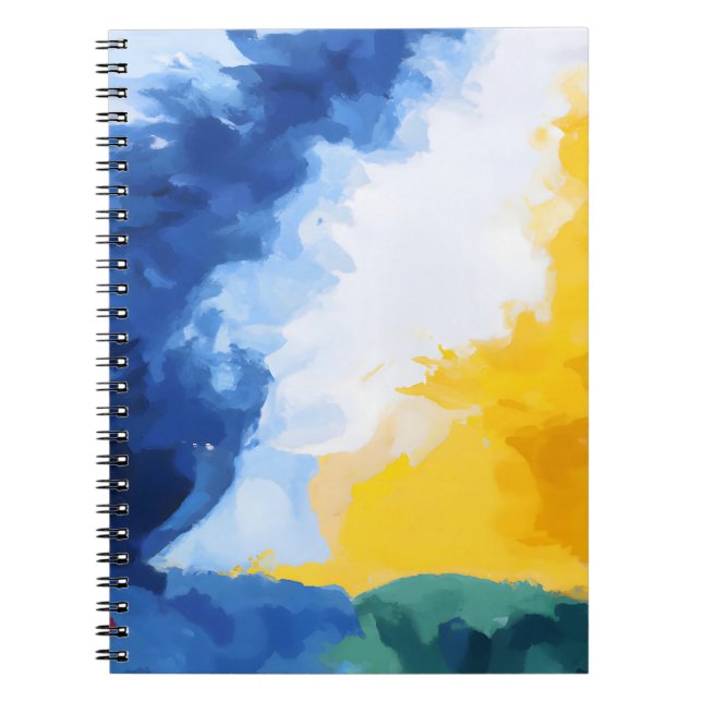 Bold Blue Yellow Abstrakt Sky Notebook Notizblock (Vorderseite)