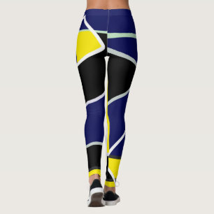 Bold Blue Yellow Abstrakte Kunst Leggings