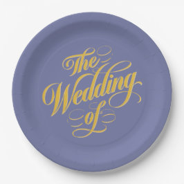 Bold Blueberry on Sunshine Typografy Wedding Pappteller