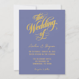 Bold Blueberry Sunshine Typografy Wedding Einladung
