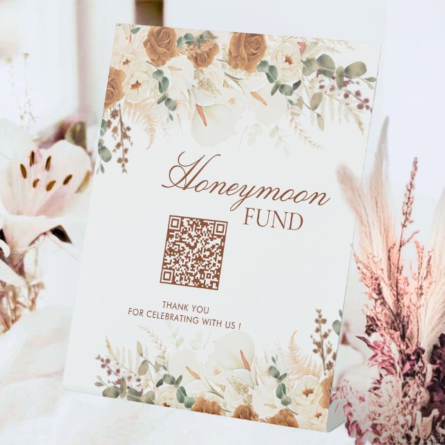 Bold Bohemian Calla Lilies Honeymoon Fund Sign Sockelschild (Von Creator hochgeladen)