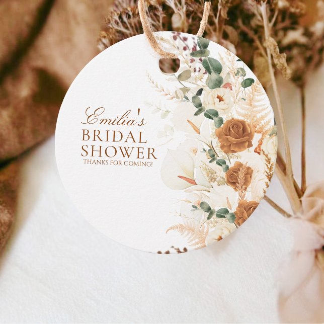 Bold Boho Calla Lilies Floral Round Geschenkanhänger (Von Creator hochgeladen)