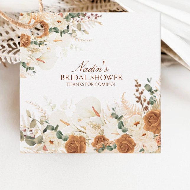 Bold Boho Ivory Calla Lilies Square Geschenkanhänger (Von Creator hochgeladen)