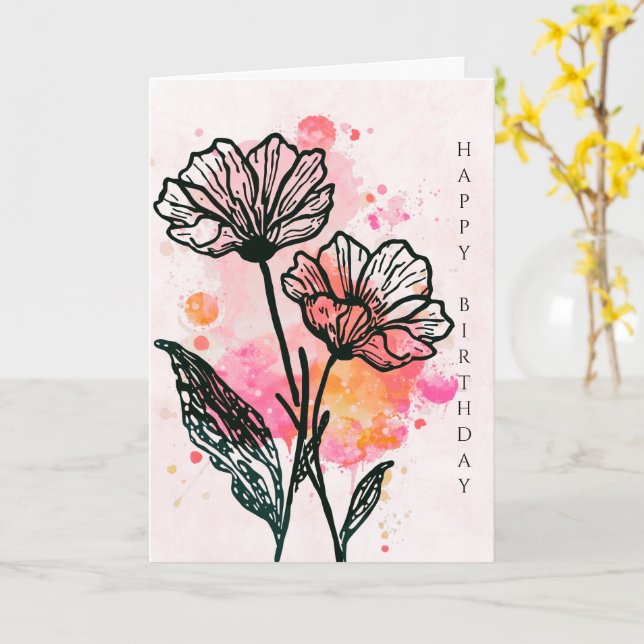 Bold Botanical Birthday Card Karte (Gelbe Blume)