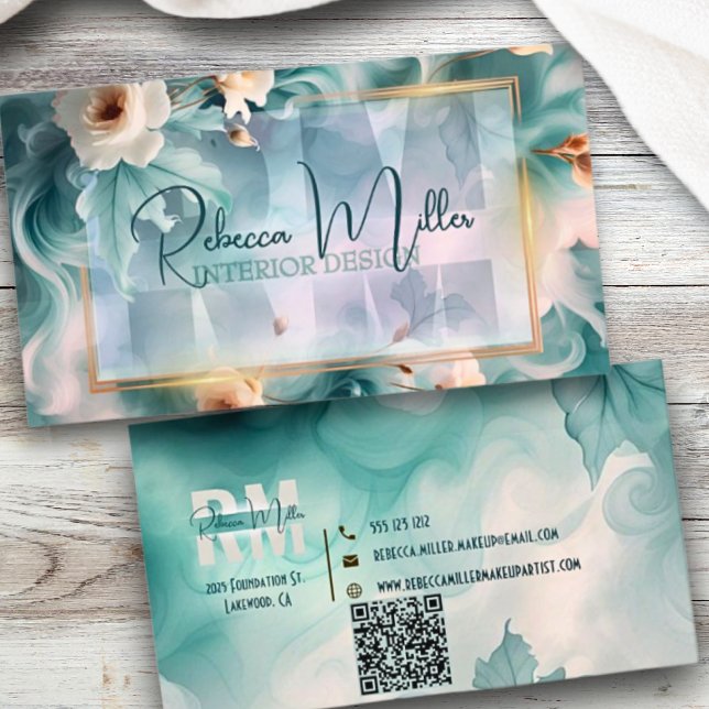 Bold Botanical Modern Watercolor Business Card Visitenkarte (Von Creator hochgeladen)
