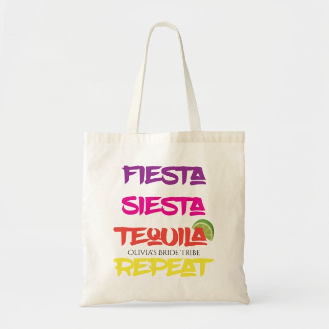 BOLD Bride Stamm Fiesta Siesta Tequila Wiederholun Tragetasche (Vorne)