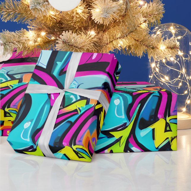 Bold Bright Colors Graffiti Street Art Pattern Geschenkpapier (Feiertage)
