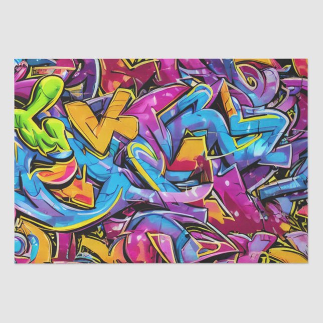 Bold Bright Colors Graffiti Street Art Pattern Seidenpapier (Vorderseite)