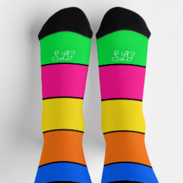 BOLD BRIGHT FARBFARBIGE, STRIPIERTE MONOGRAMM-INIT SOCKEN