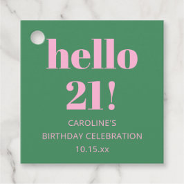 Bold Bright Modern Retro Pink Green 21st Birthday Geschenkanhänger